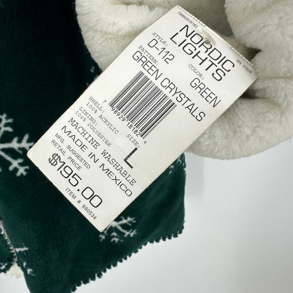 Nordic Lights Womens Reversible Fleece Coat Size L Green Crystals Snowflake NEW - Picture 5 of 12